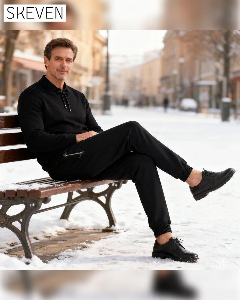 Pantalon imperméable doublé chaud à cordon de serrage pour homme
