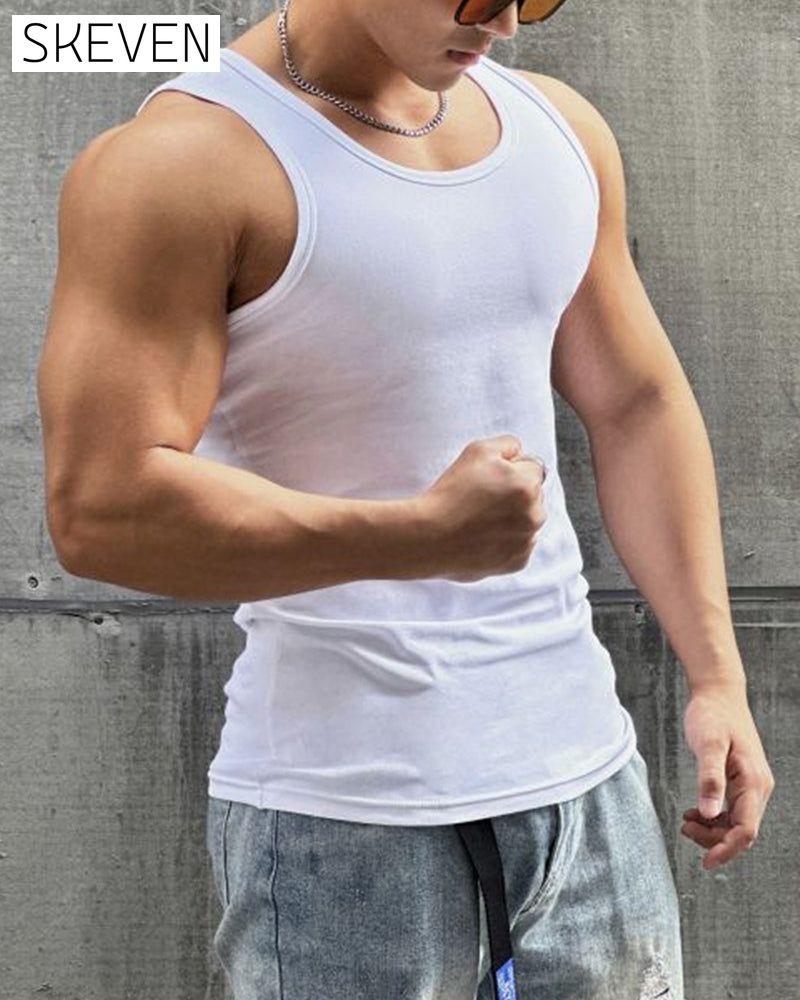 Men's solid color sleeveless vest