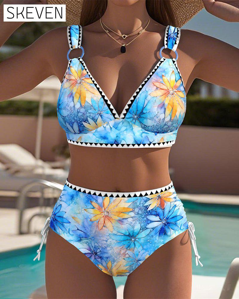 Sexy bedruckter zweiteiliger Bikini-Badeanzug