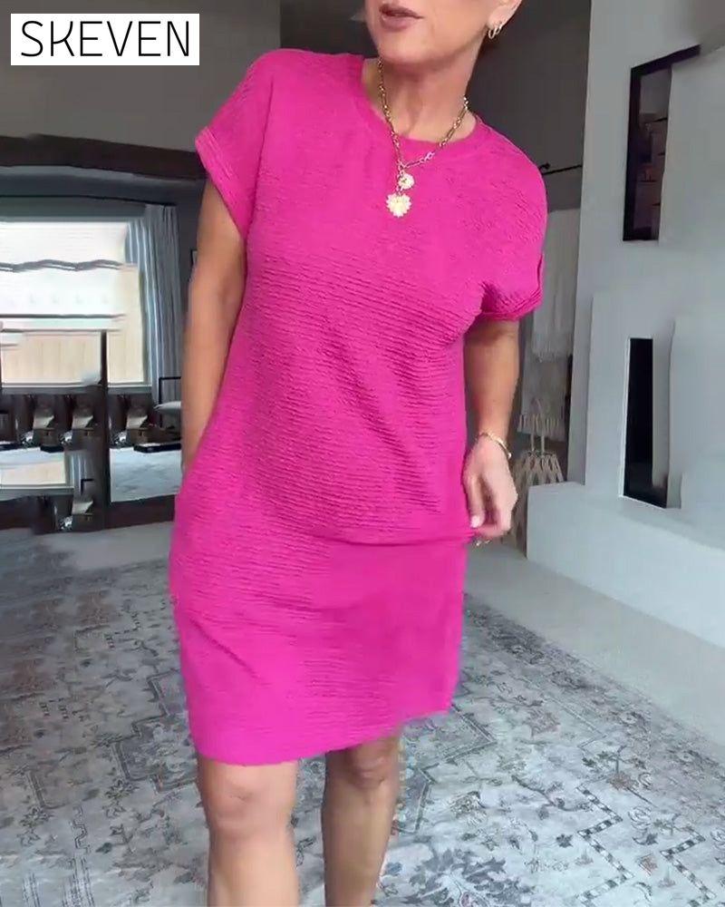 Casual Short Sleeve Round Neck Dress