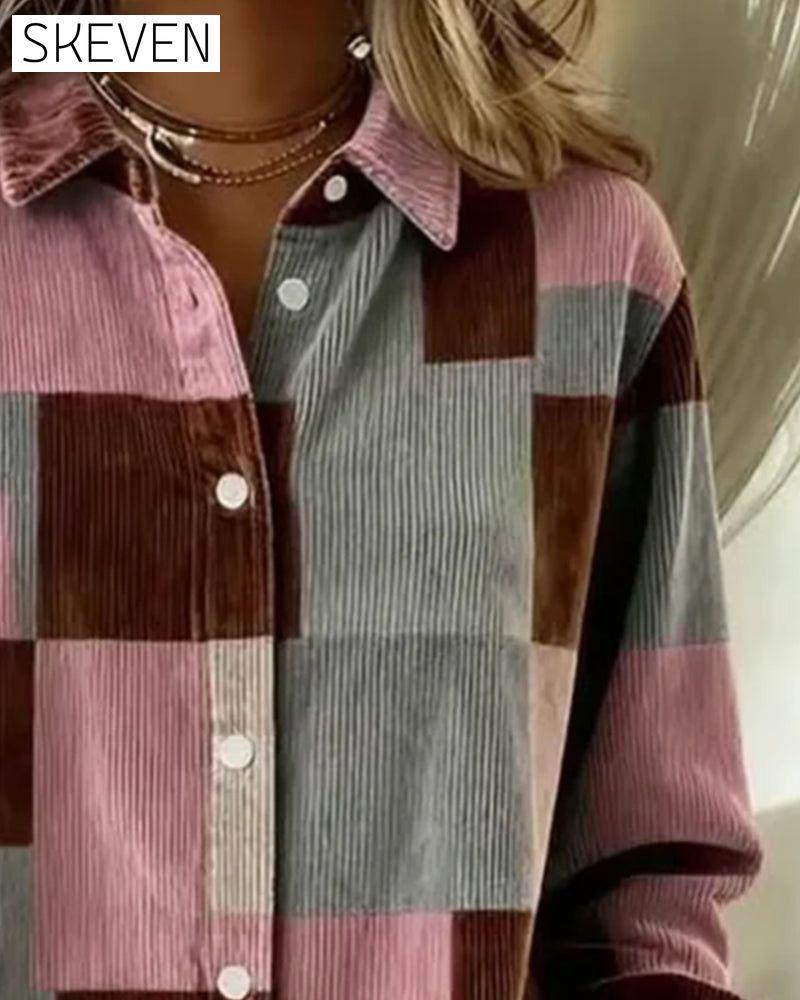 Corduroy Lapel Fashionable Shirt