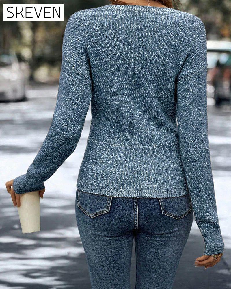 Elegant V-Neck Ruched Pullover