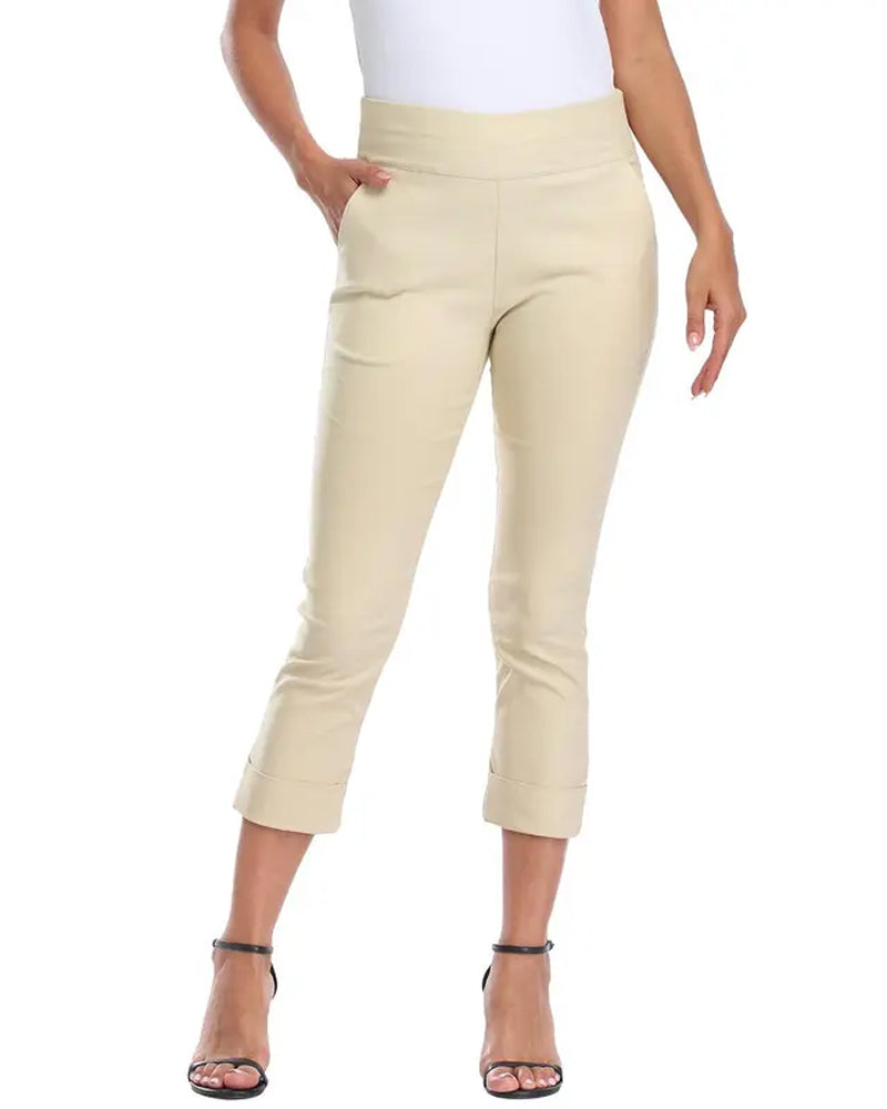 Rolled Hem Cropped Casual Pant