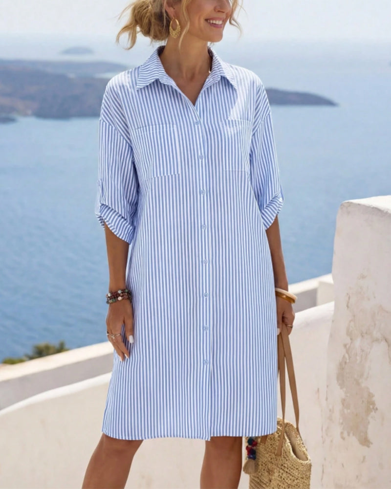 Stylish Striped Shirt Dress
