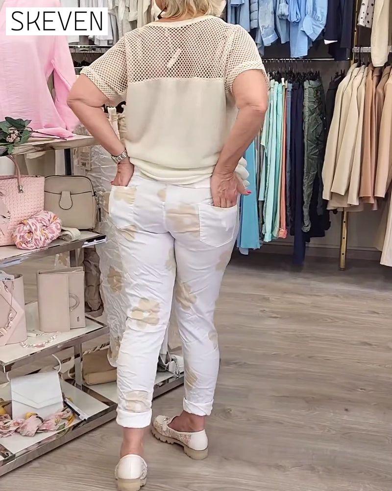 Lässige bedruckte Hose mit Kordelzug