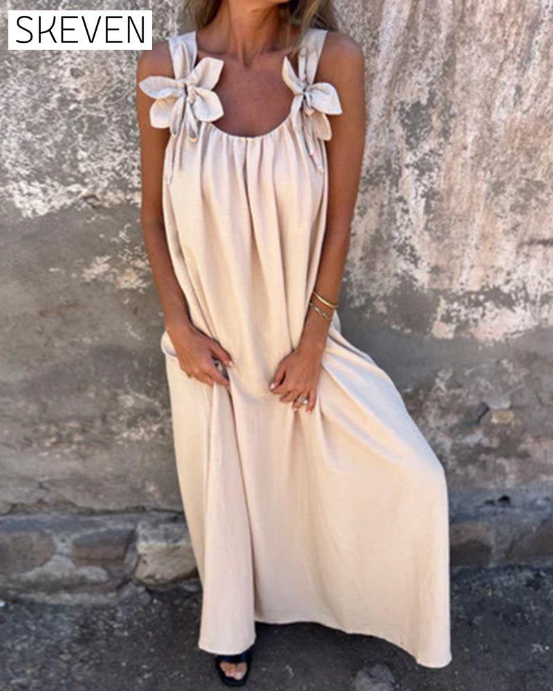 Ärmelloses, einfarbiges, modisches langes Kleid