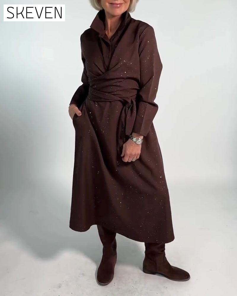 Stilvolles, schimmerndes, tailliertes Kleid