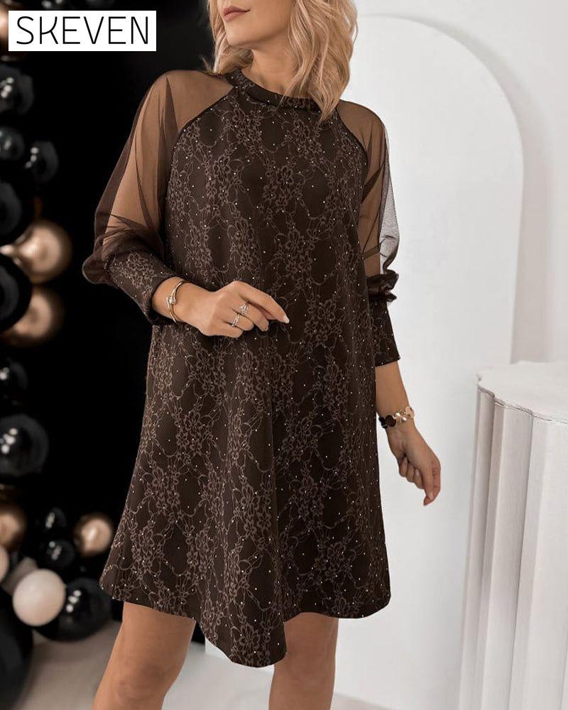 Langärmeliges Strasskleid