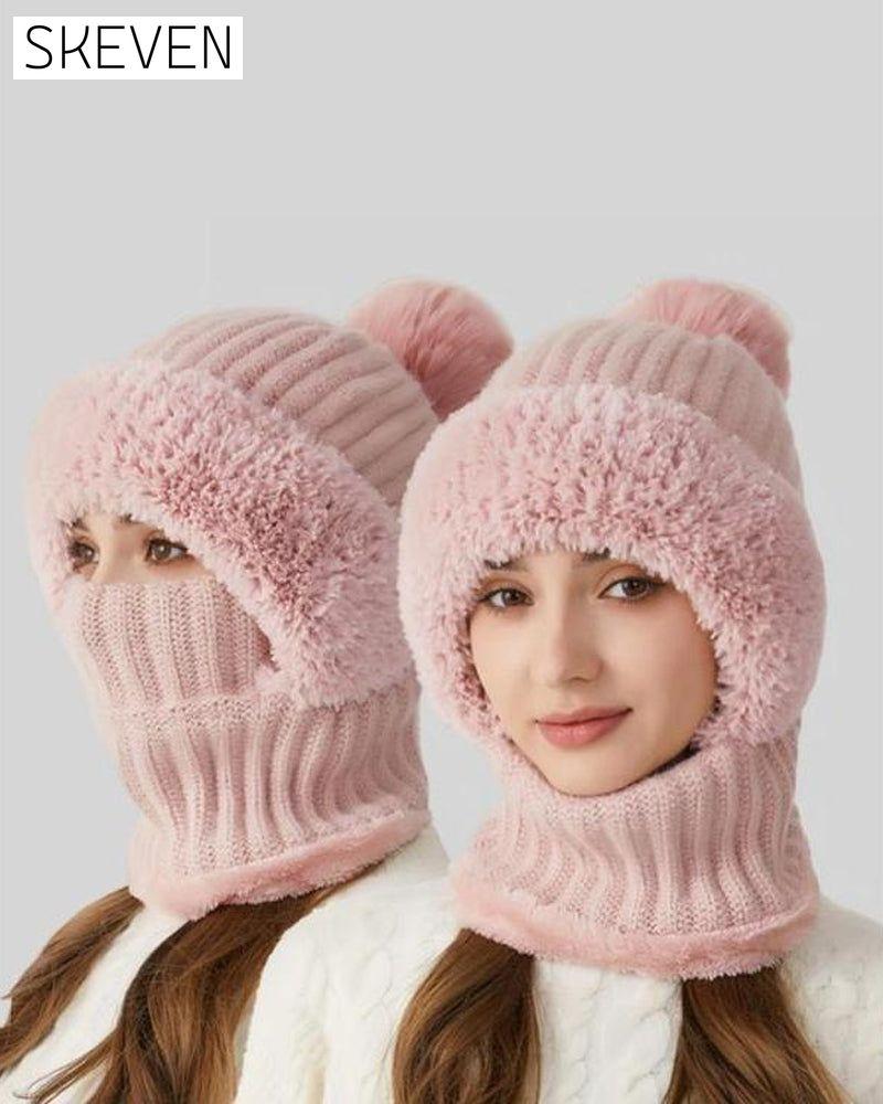 Women's Solid Color Pom Pom Decor Beanie Hat