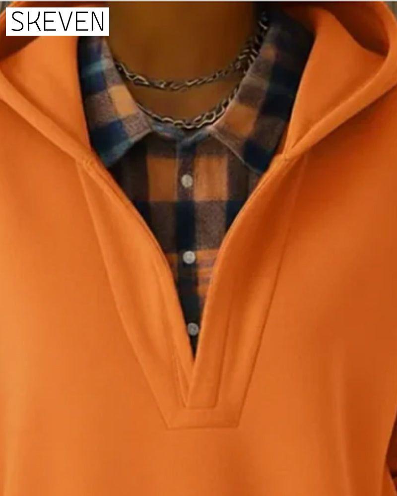 Zweiteiliger Kapuzenpullover mit Karomuster