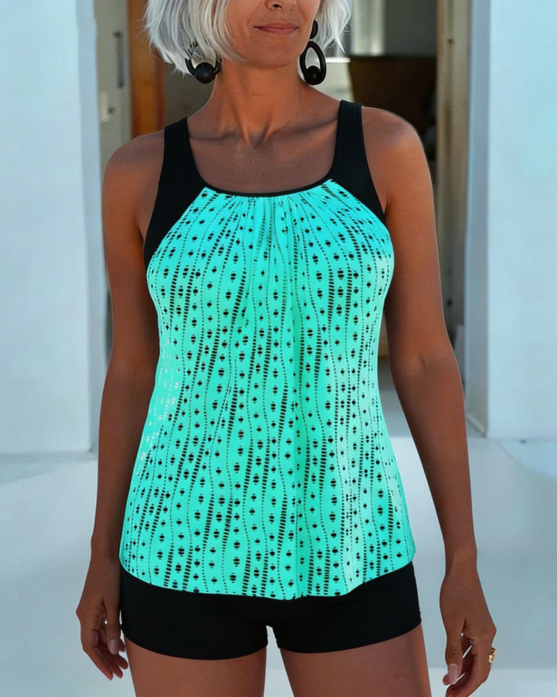 Tank Top Color Block Boy Short Tankini