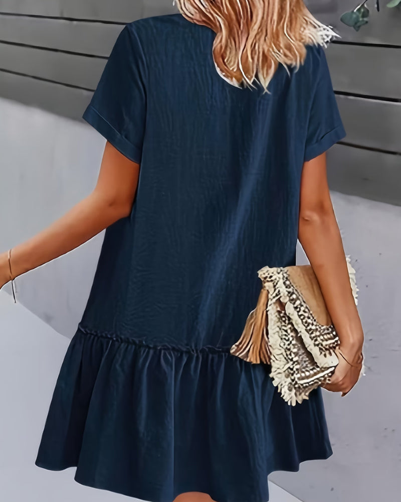 Short Sleeve A Hem Dress