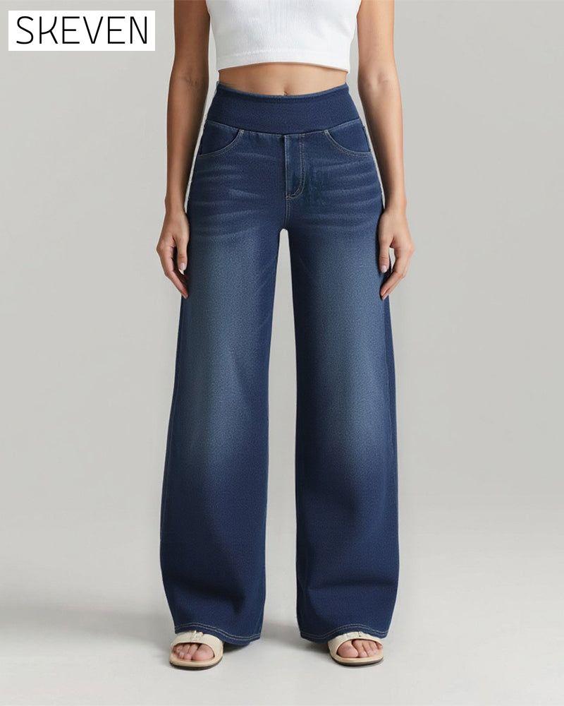 Jean ample et décontracté taille haute délavé