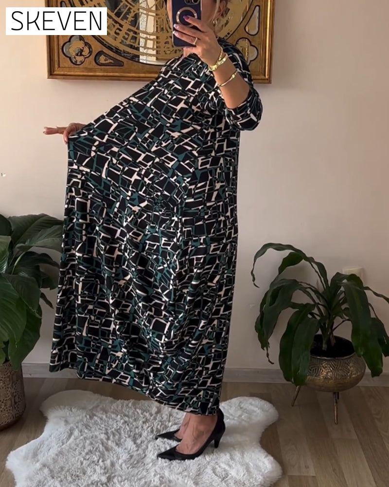 robe à manches longues style rétro