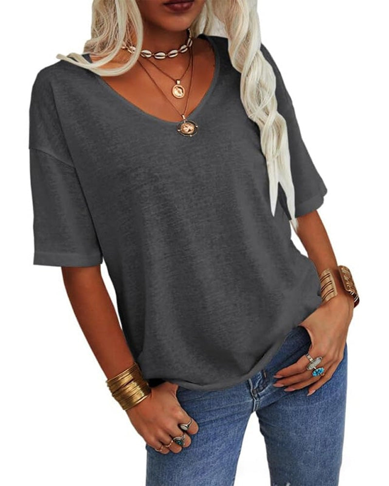 Women's Short-Sleeved V-Neck Top