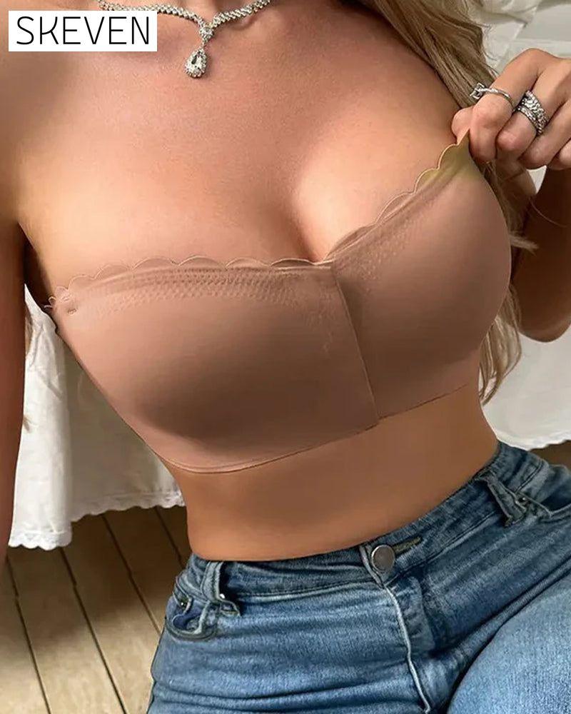 Nahtloser, trägerloser Bandeau-BH mit Vorderverschluss 