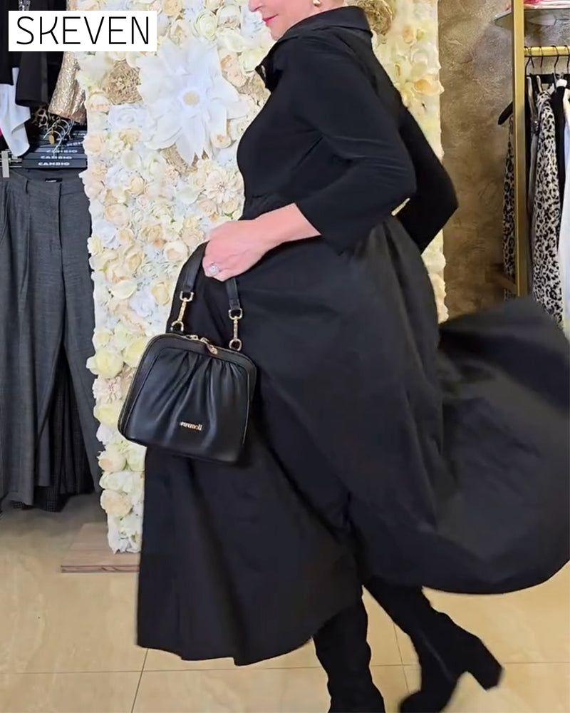 Modisches, einfarbiges A-Linien-Kleid für die Straße