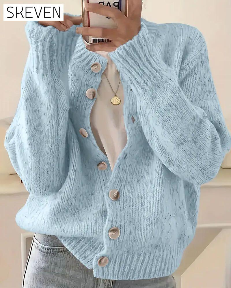 Comfortable Solid Color Cardigan Sweater