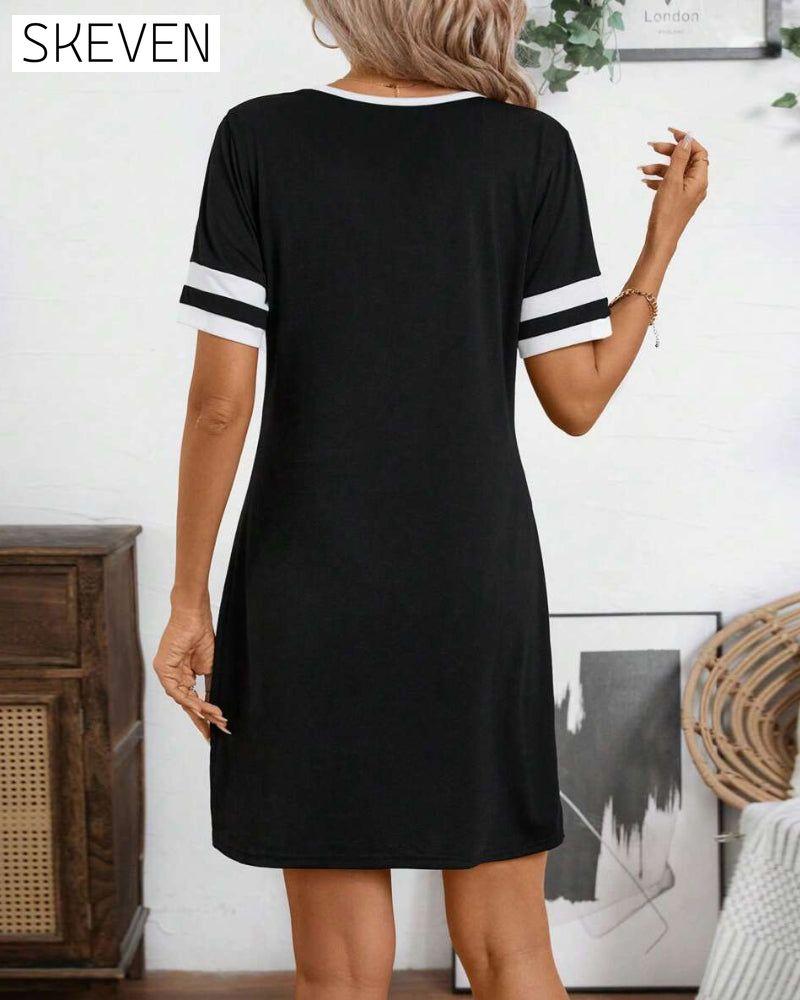 Robe à manches courtes ajustée et demi-zip à blocs de couleurs