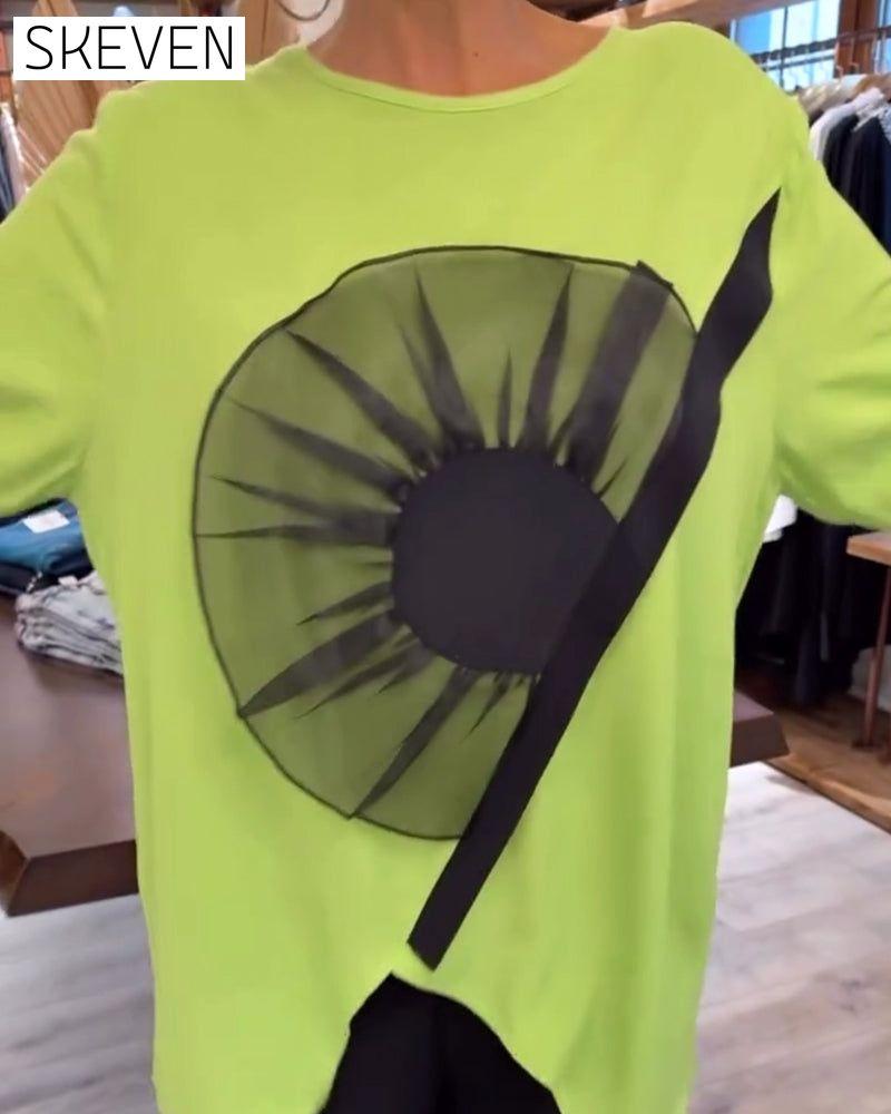 Kurzarm-Freizeit-T-Shirt mit Blumenmuster