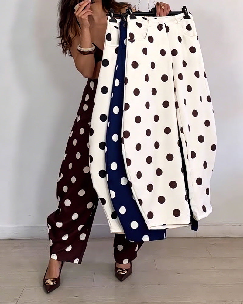 Vintage Polka Dot Casual Harem Pants