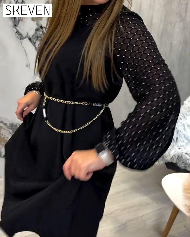 Sparkling Patchwork Round Neck Dress