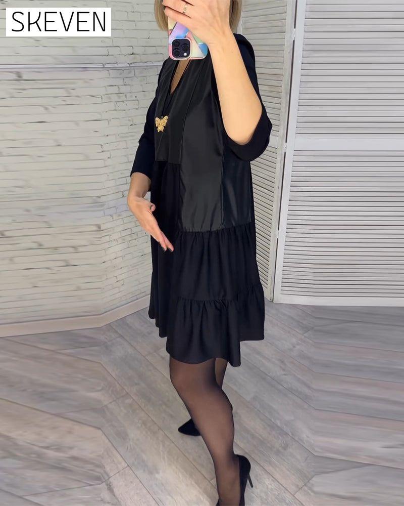 Patchwork V-neck Dress