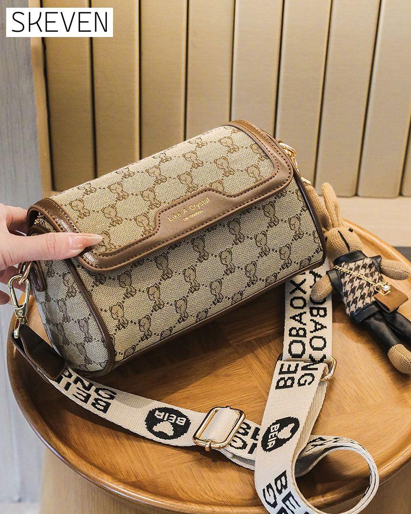 Schlichte Schultertasche mit Bärenmuster
