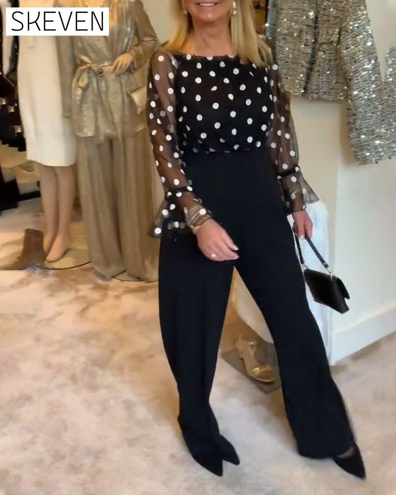 Lässige, durchsichtige Bluse mit Polka-Dots