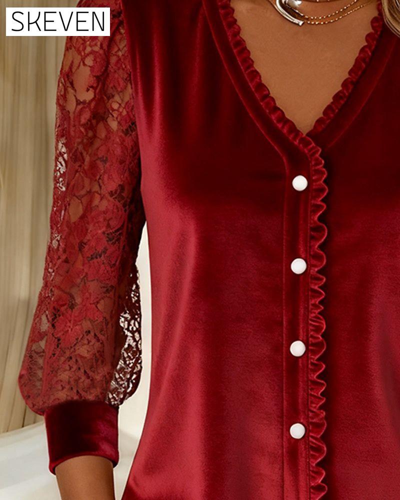 Velvet Patchwork Solid Color Top