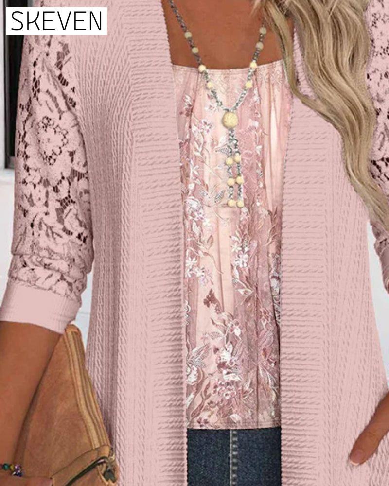 Zweiteiliges Patchwork-Top in Faux-Optik