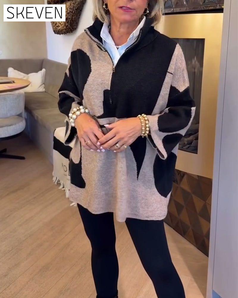 Half-Zip Stand Collar Fashionable Pullover