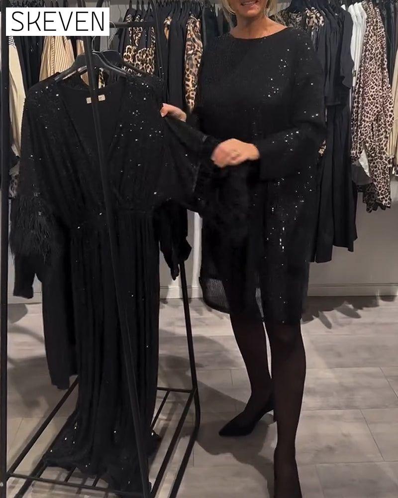 Elegantes rückenfreies Paillettenkleid mit Trägern