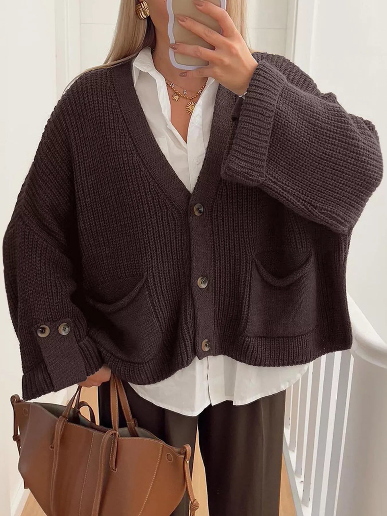 Chunky Knit Button-Down Cardigan
