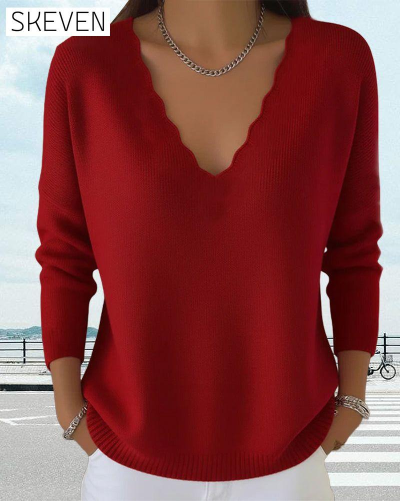 Weicher Strickpullover mit V-Ausschnitt
