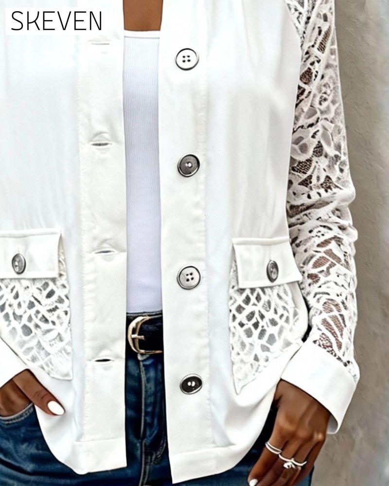Long-Sleeve Patch Lapel Coat