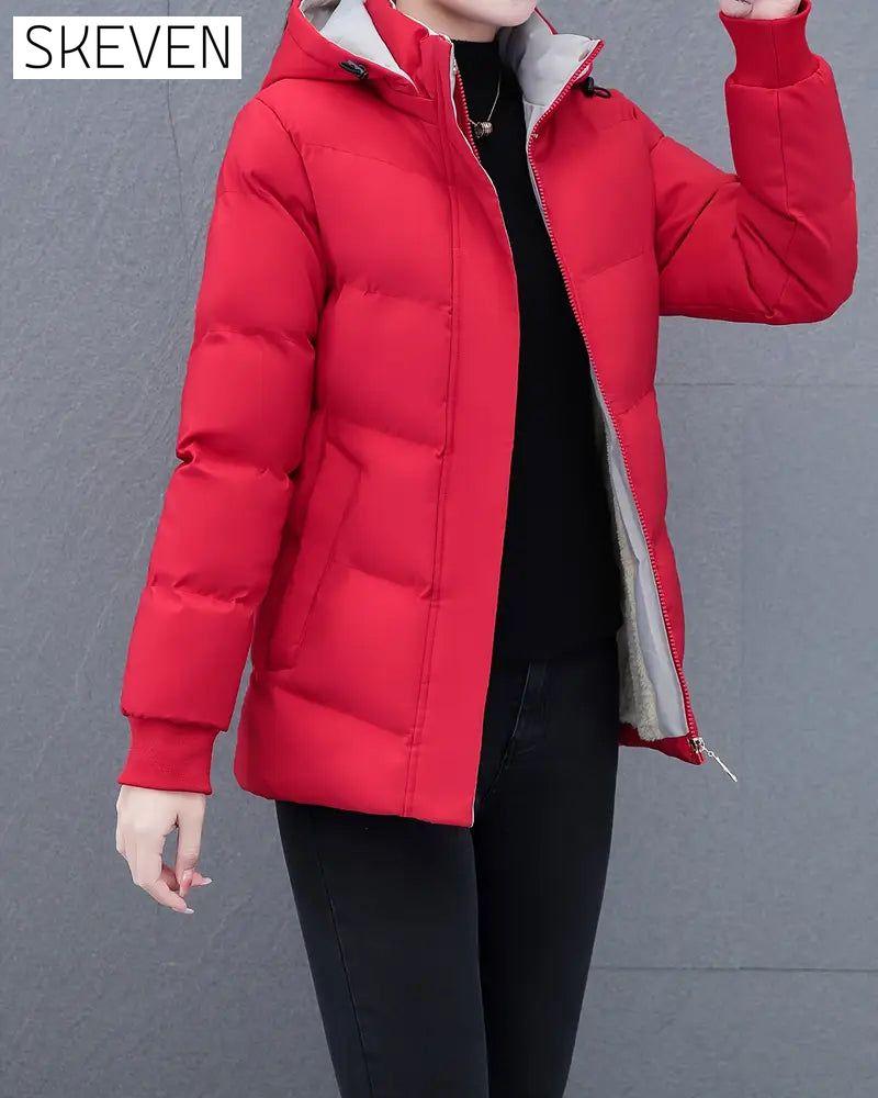 Casual Solid Color Warm Hooded Jacket
