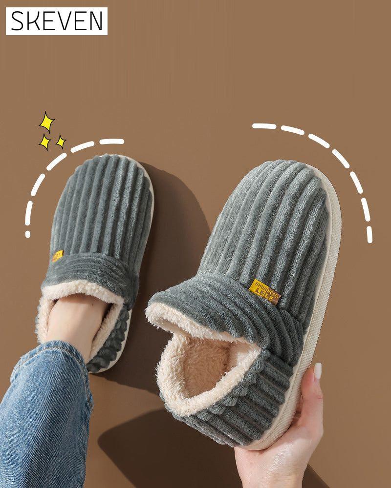 Home warm solid color flat shoes