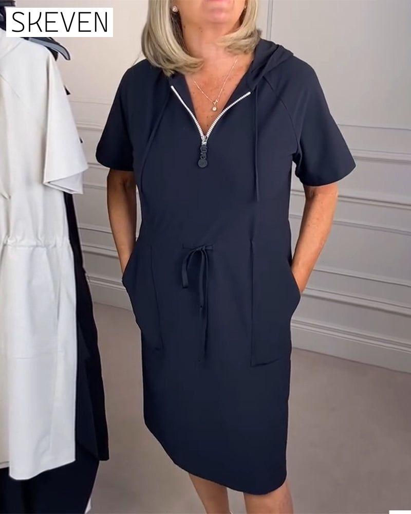 Robe de sport à capuche et demi-zip