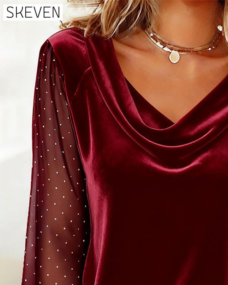 Langarmshirt mit Swingkragen und Einsätzen