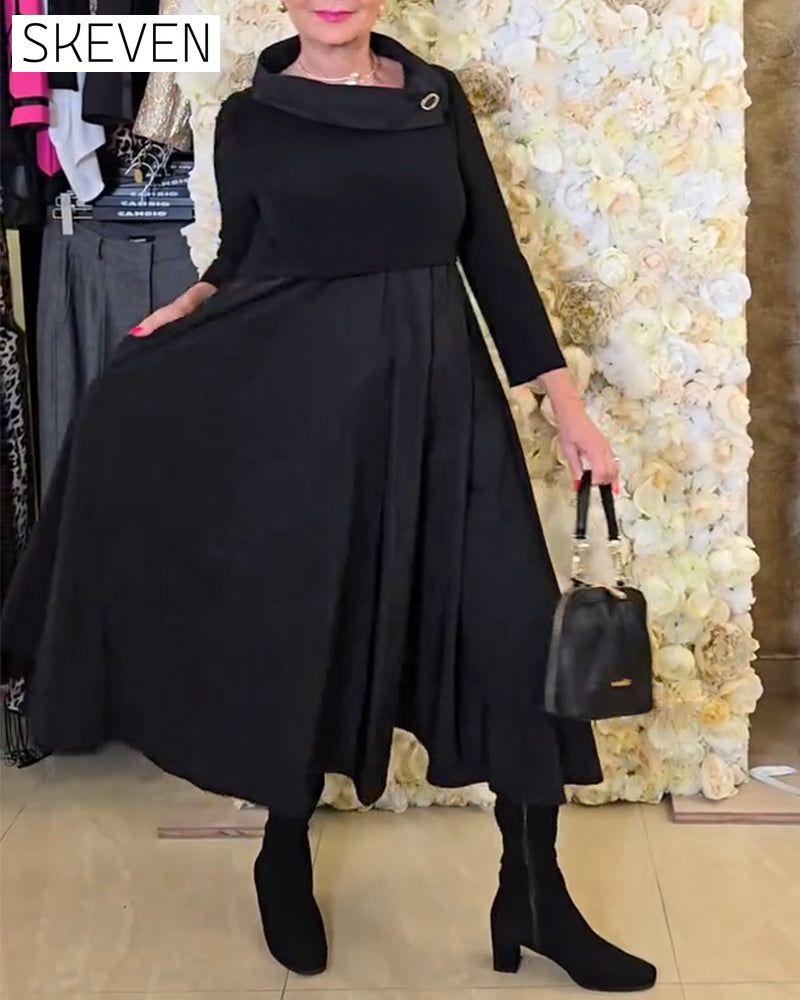 Modisches, einfarbiges A-Linien-Kleid für die Straße