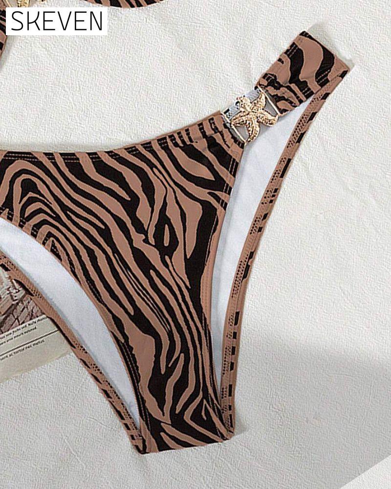 Zebra Print Sexy Lace-Up Bikini