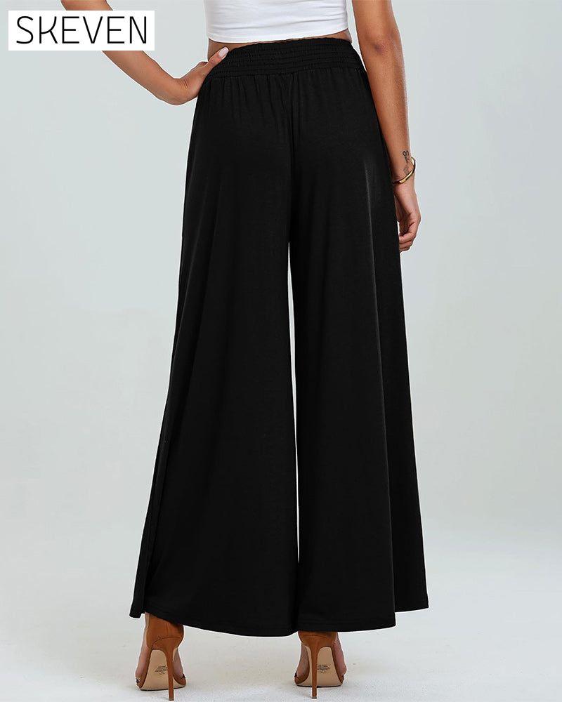 Pantalon bootcut à taille élastique et poches