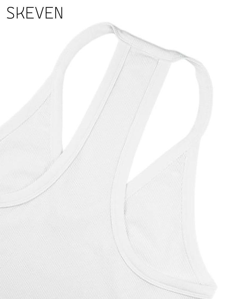Solid Color V-Neck Backless Tank Top