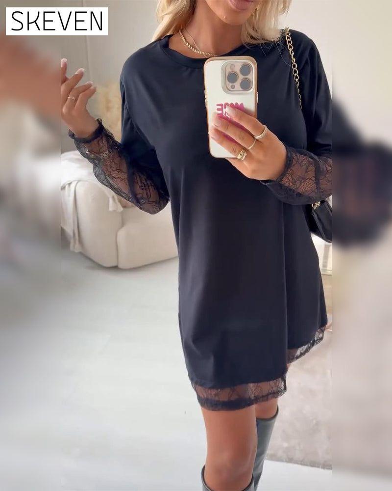 Solid Color Patchwork Fashion Versatile Dress