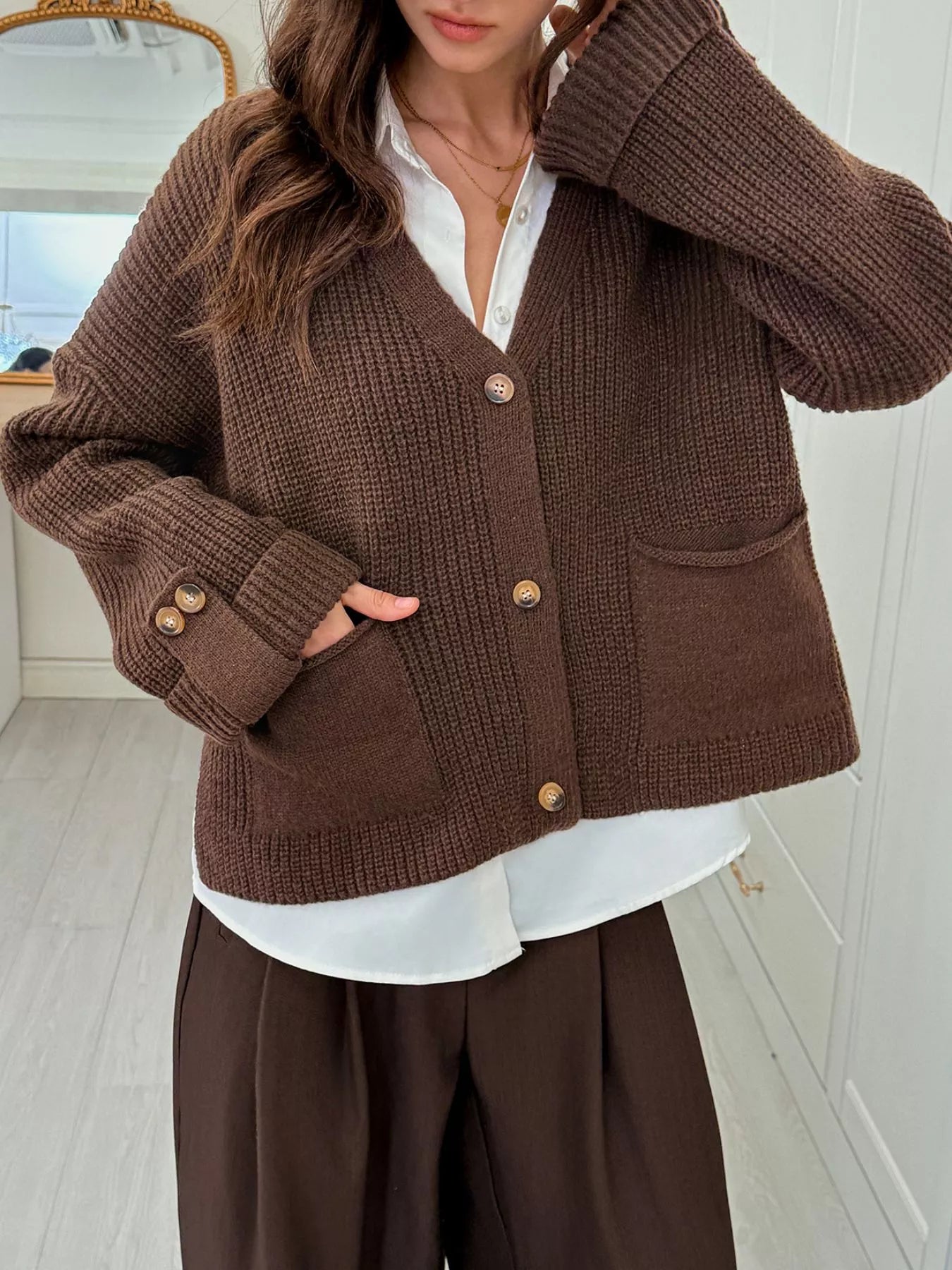 Chunky Knit Button-Down Cardigan