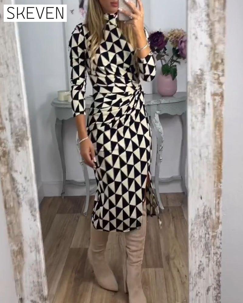 Bodycon Dress with Geometric Print