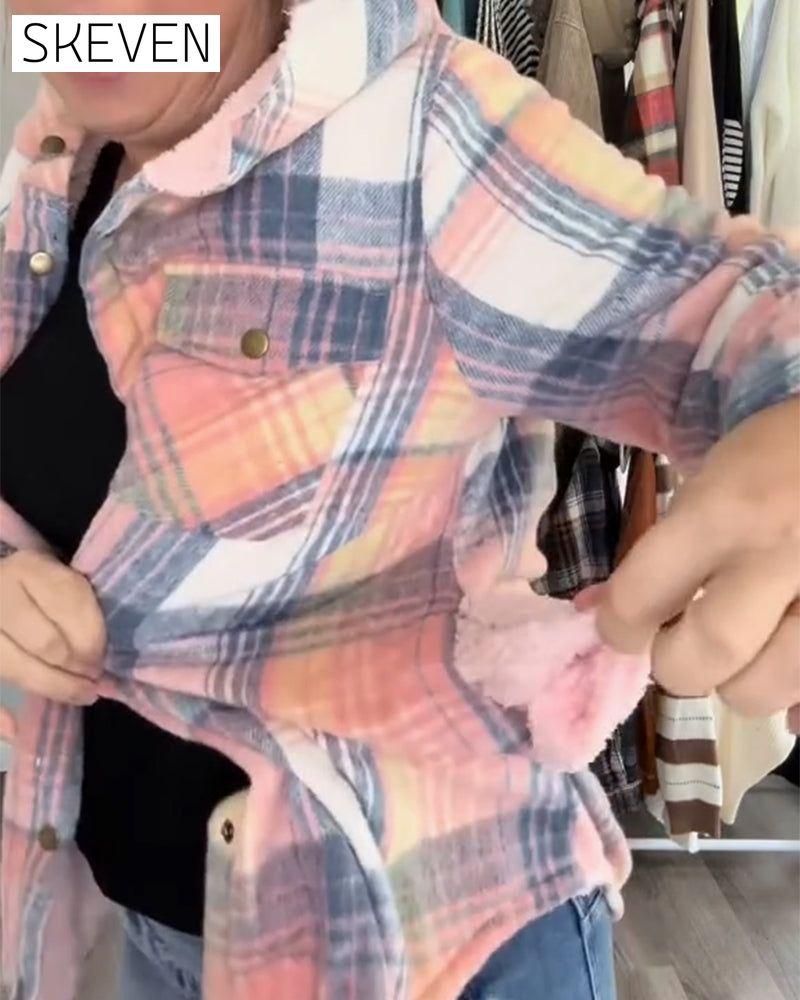 Plaid Hooded Woolen Coat