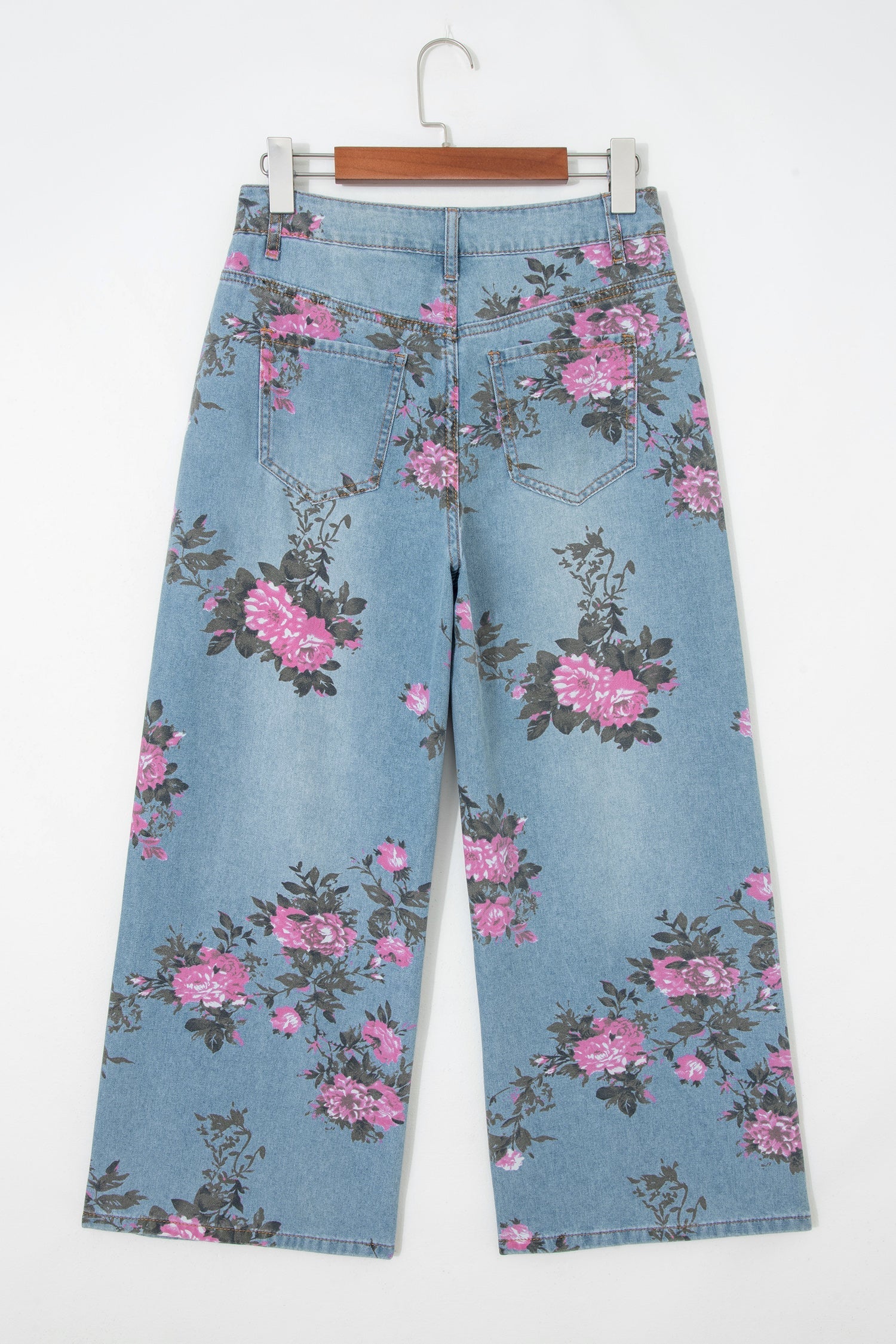 Floral Denim Wide Leg Jeans