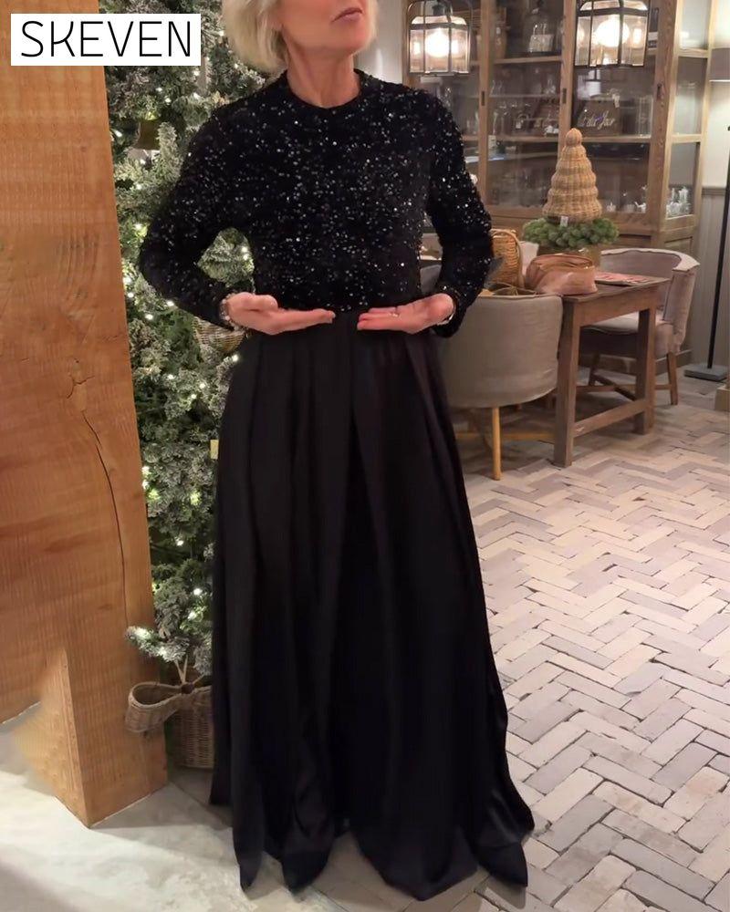 Elegantes, bodenlanges Paillettenkleid